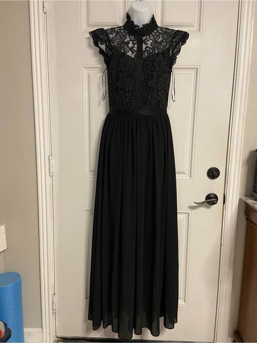 MIUSOL Black VICTORIAN GOTH WITCHY GODDESS Laced Maxi Dress